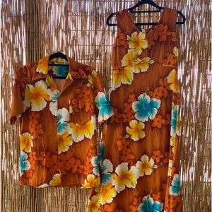 Vintage Hawaiian Honeymoon Set EVC Royal Hawaiian S/M dress and M/L shirt